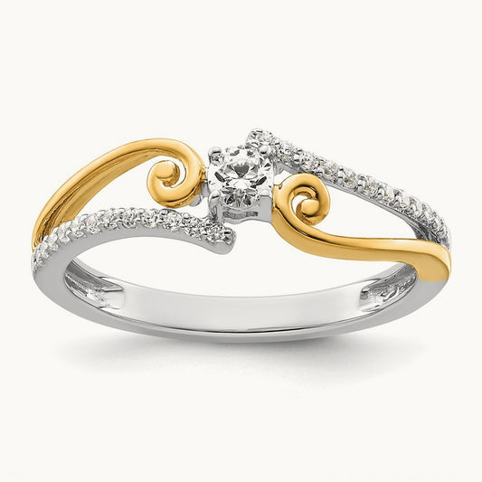 ByPass Round Complete Diamond Promise/Engagement Ring, 14K Two-tone