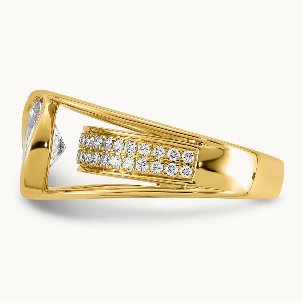 Certified Oval Center Lab Grown Diamond VS+ F+ Ring, 14K Yellow Gold