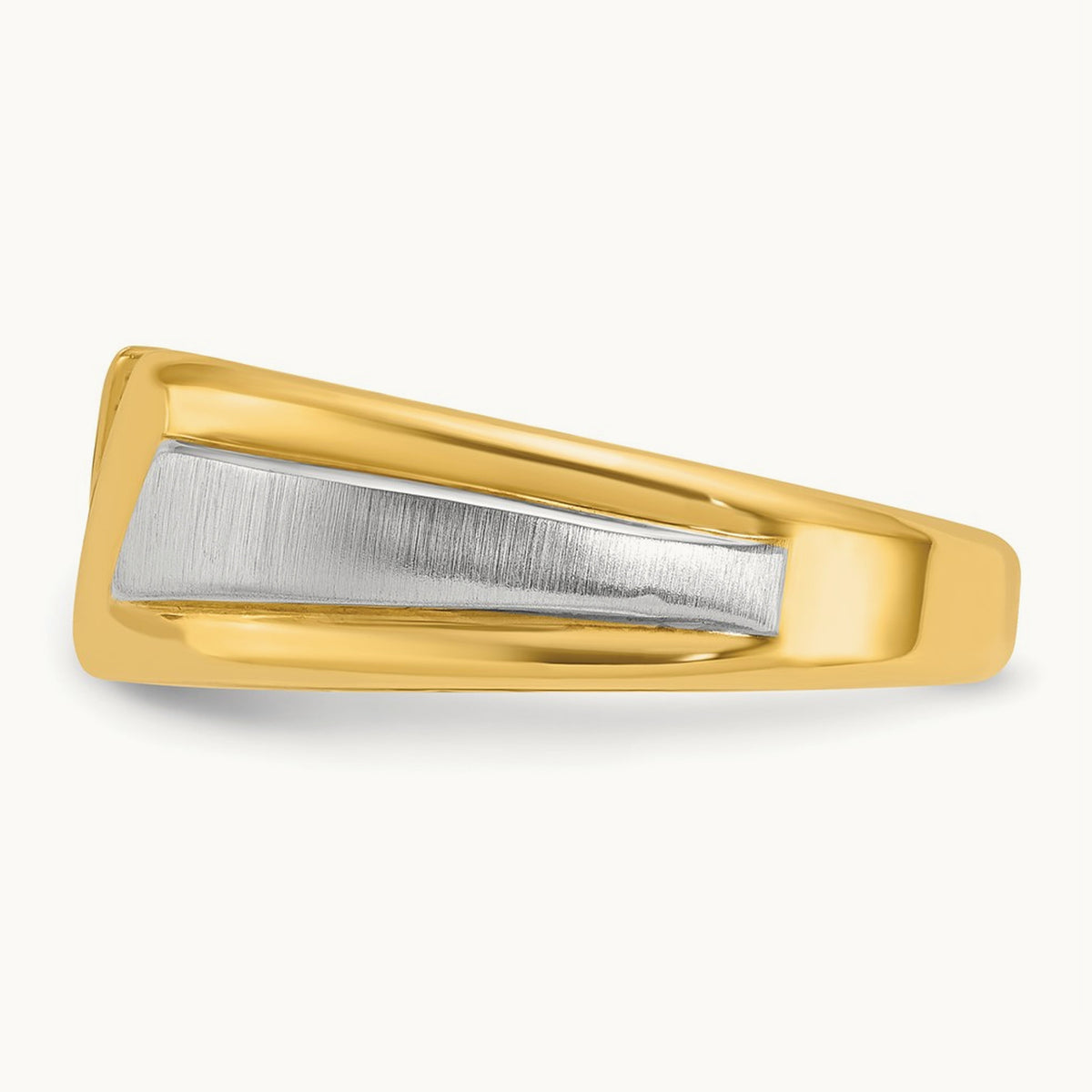 Men's Polished and Satin 3-Stone Diamond Ring — 14K Two-Tone Gold, 0.27 ct