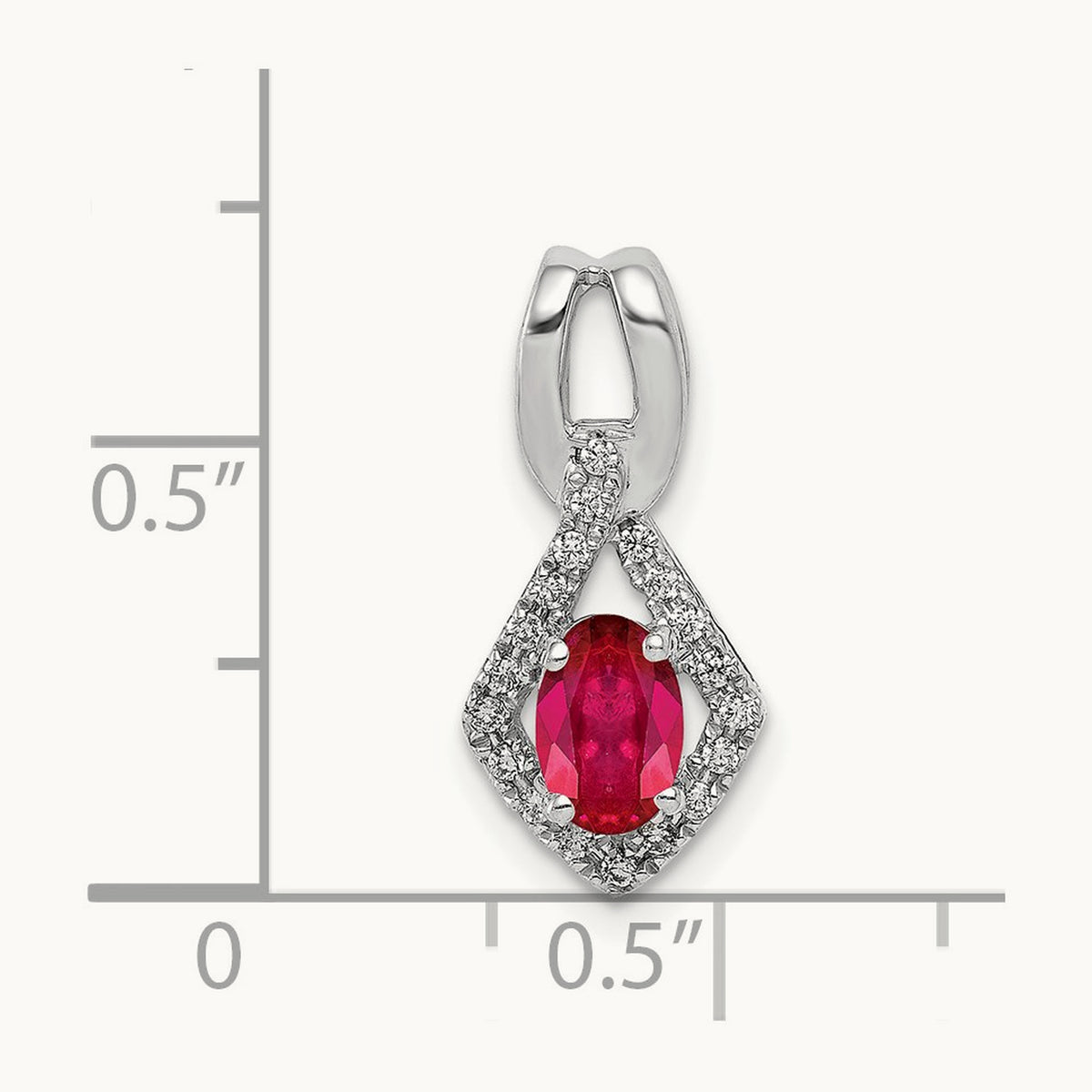 Diamond and .62 Oval Ruby Pendant, 14K White Gold