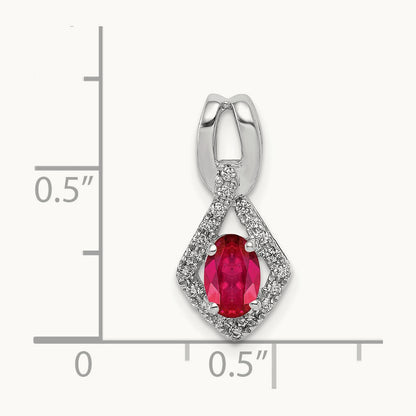 Diamond and .62 Oval Ruby Pendant, 14K White Gold