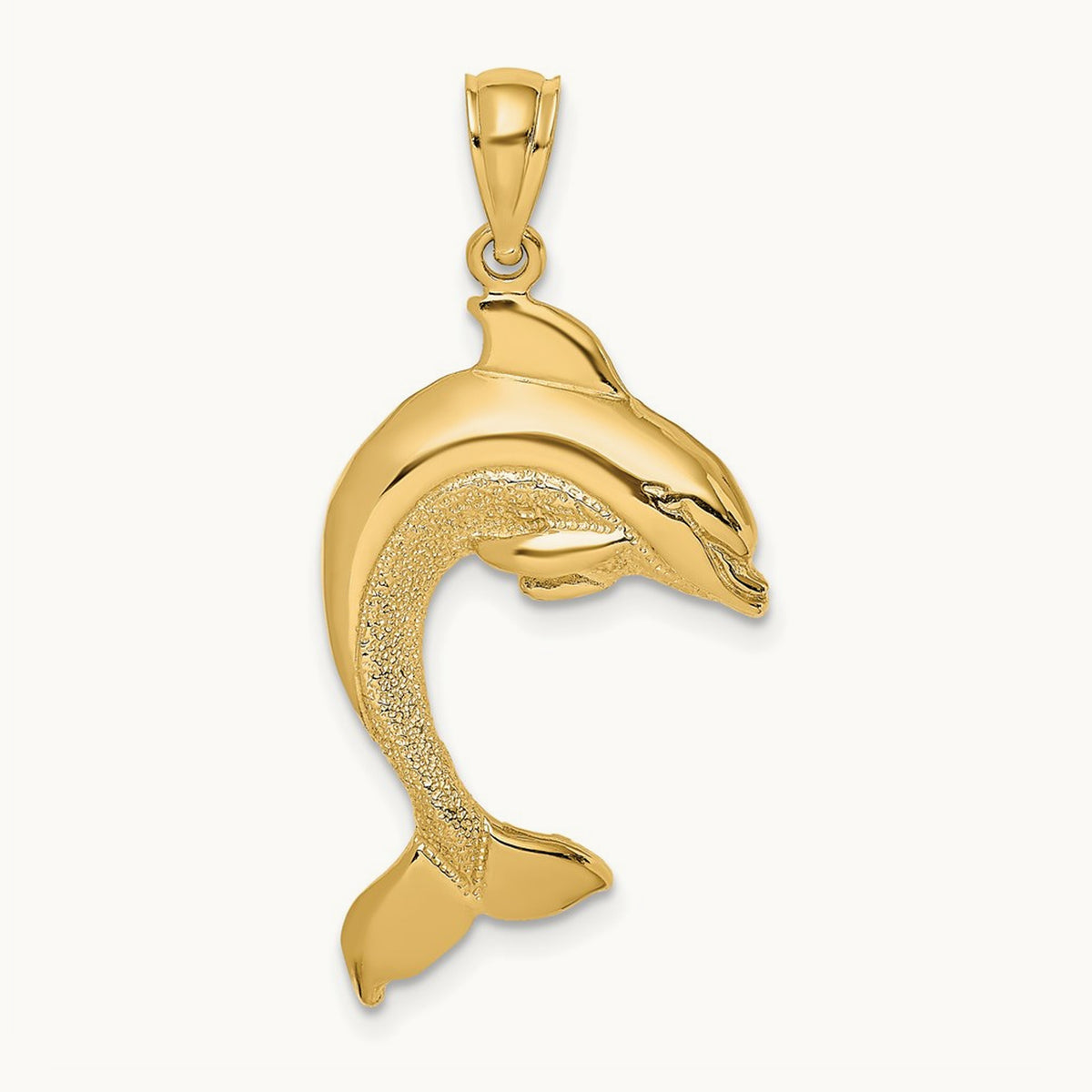 2-D Polished Dolphin Jumping Charm, 14K