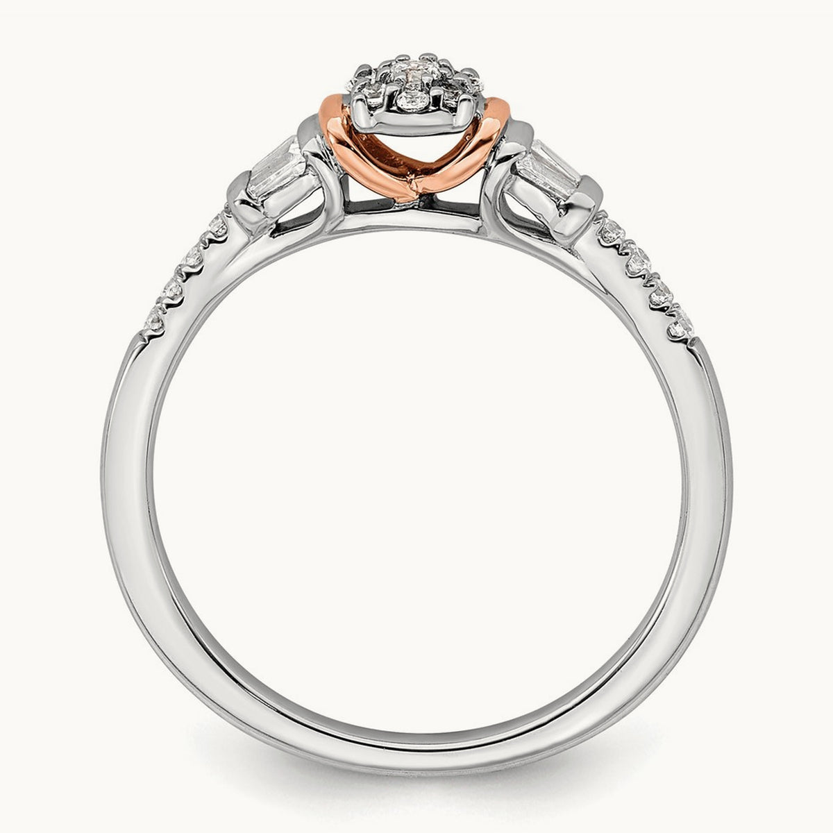 Complete Cluster Diamond Engagement Ring, 14K White with Rose Gold