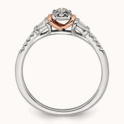 Complete Cluster Diamond Engagement Ring, 14K White with Rose Gold