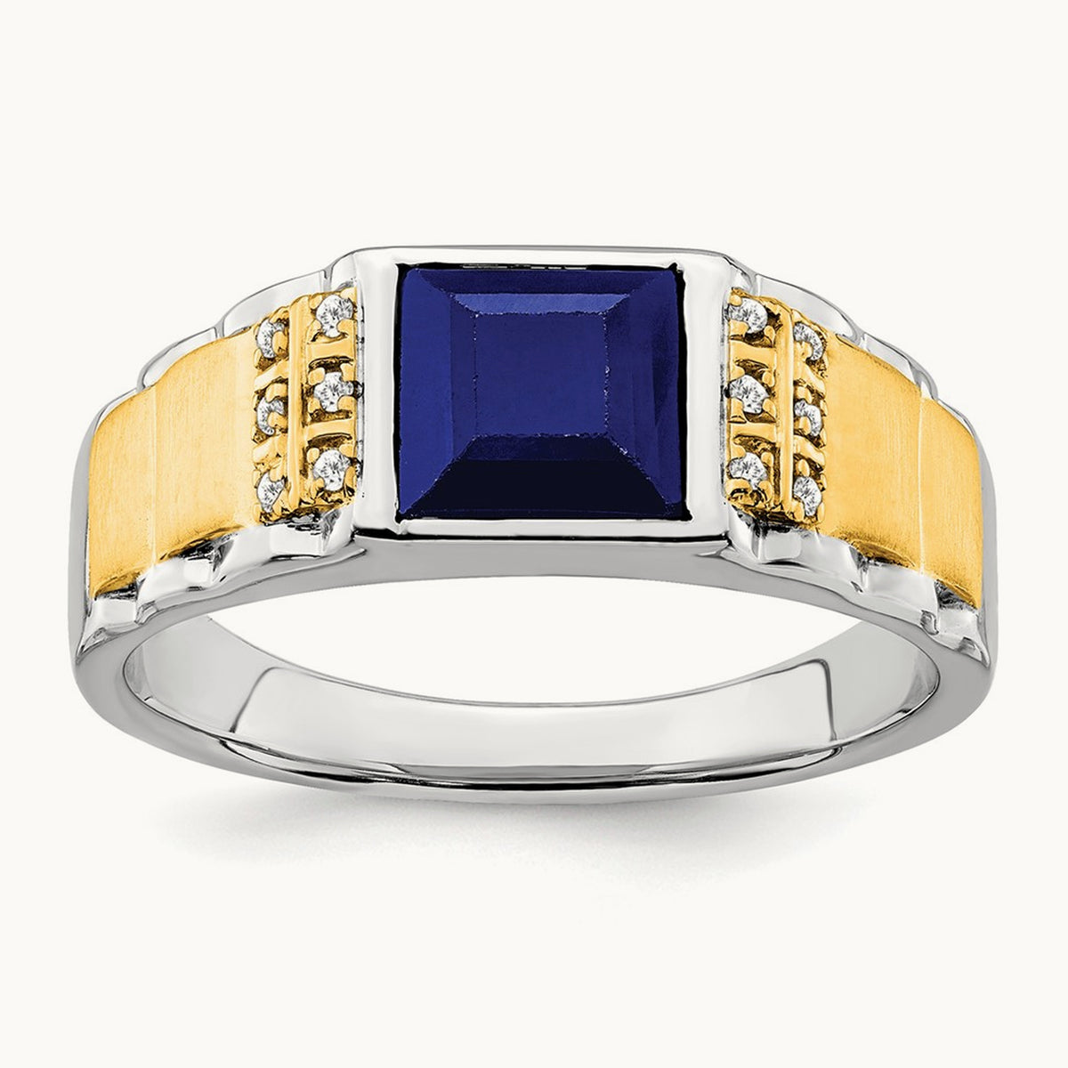 Created Sapphire and Diamond Mens Ring — photo set