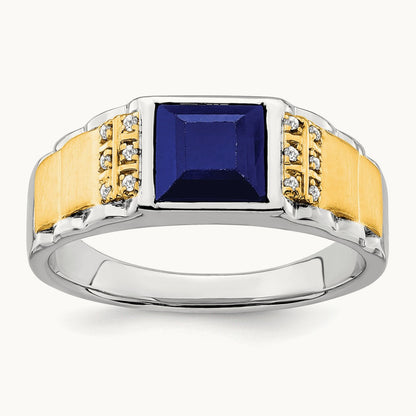 Created Sapphire and Diamond Mens Ring — photo set