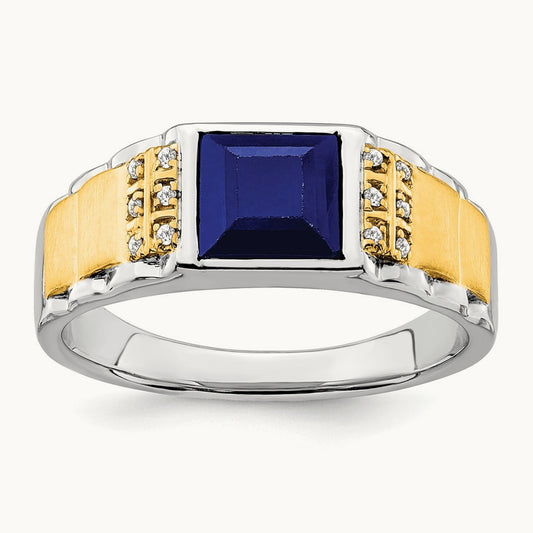 Created Sapphire and Diamond Mens Ring — photo set