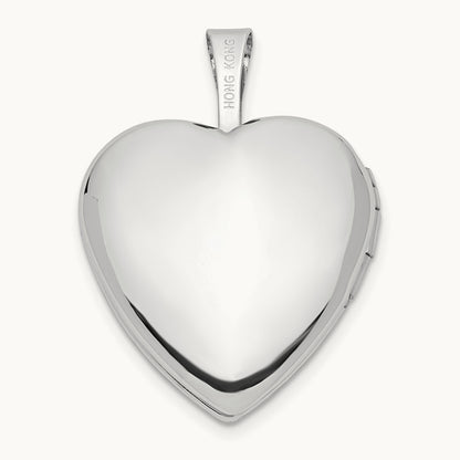Satin I LOVE YOU Heart Locket, 16mm, 14K White Gold