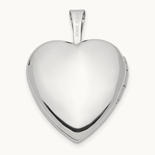 Satin I LOVE YOU Heart Locket, 16mm, 14K White Gold