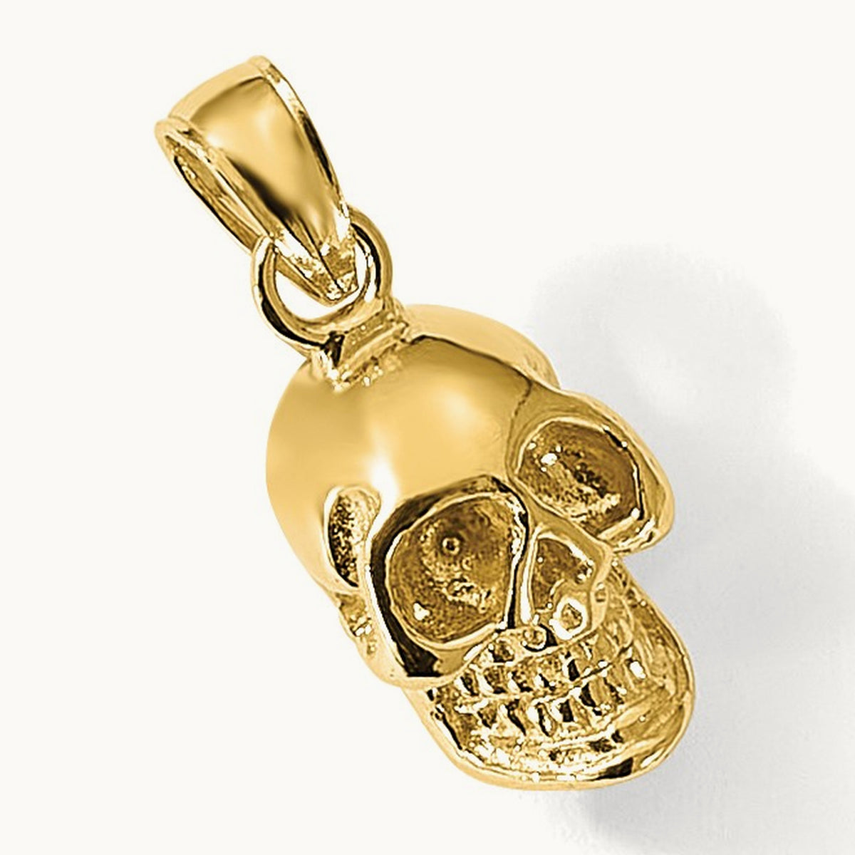 3-D Polished Skull Pendant, 14K