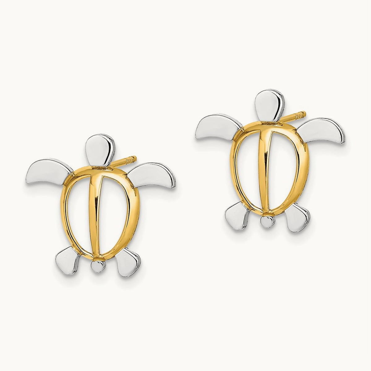 W/ Sea Turtle Post Earrings — 15.25mm