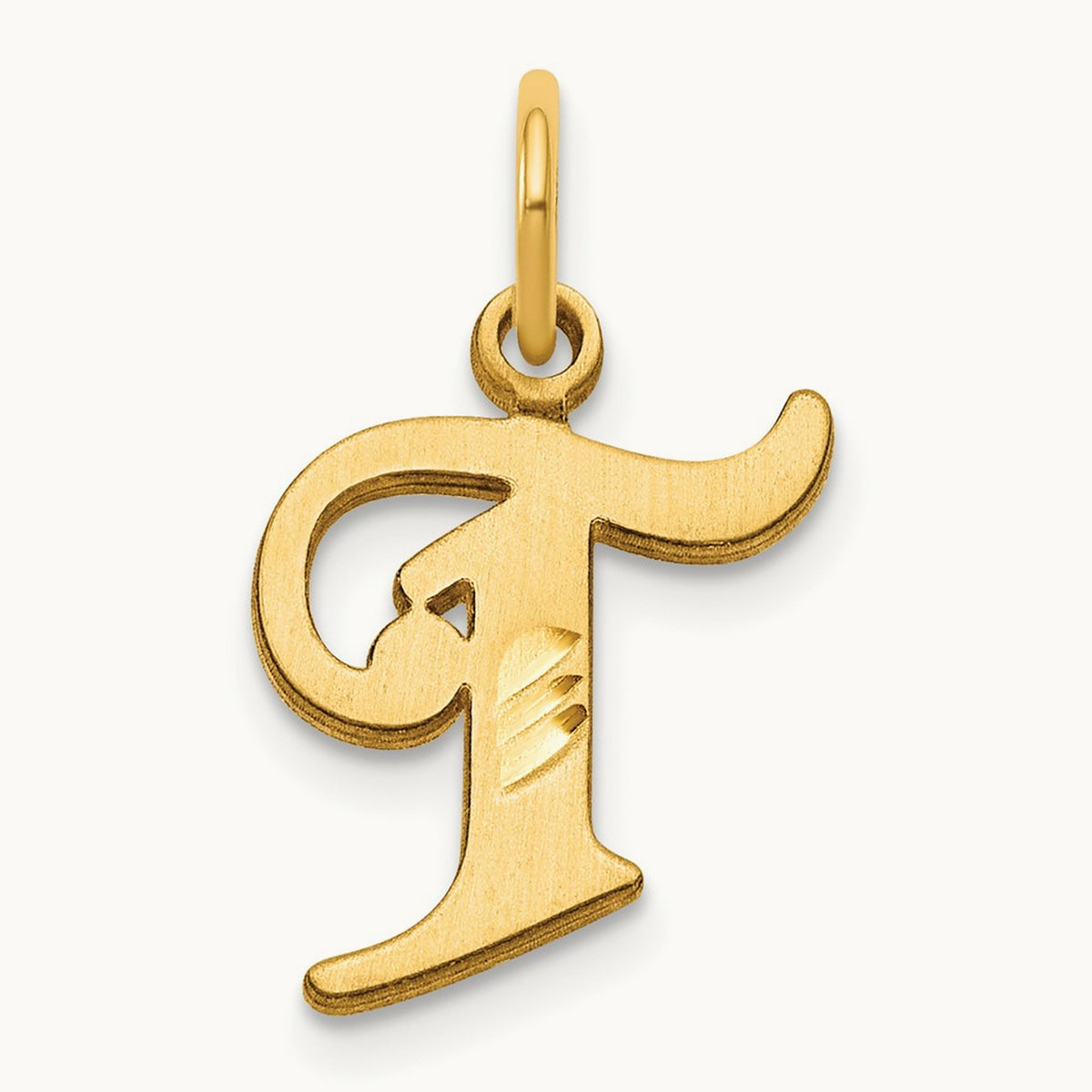 Diamond-cut Initial Charm — 14K Yellow Gold, T