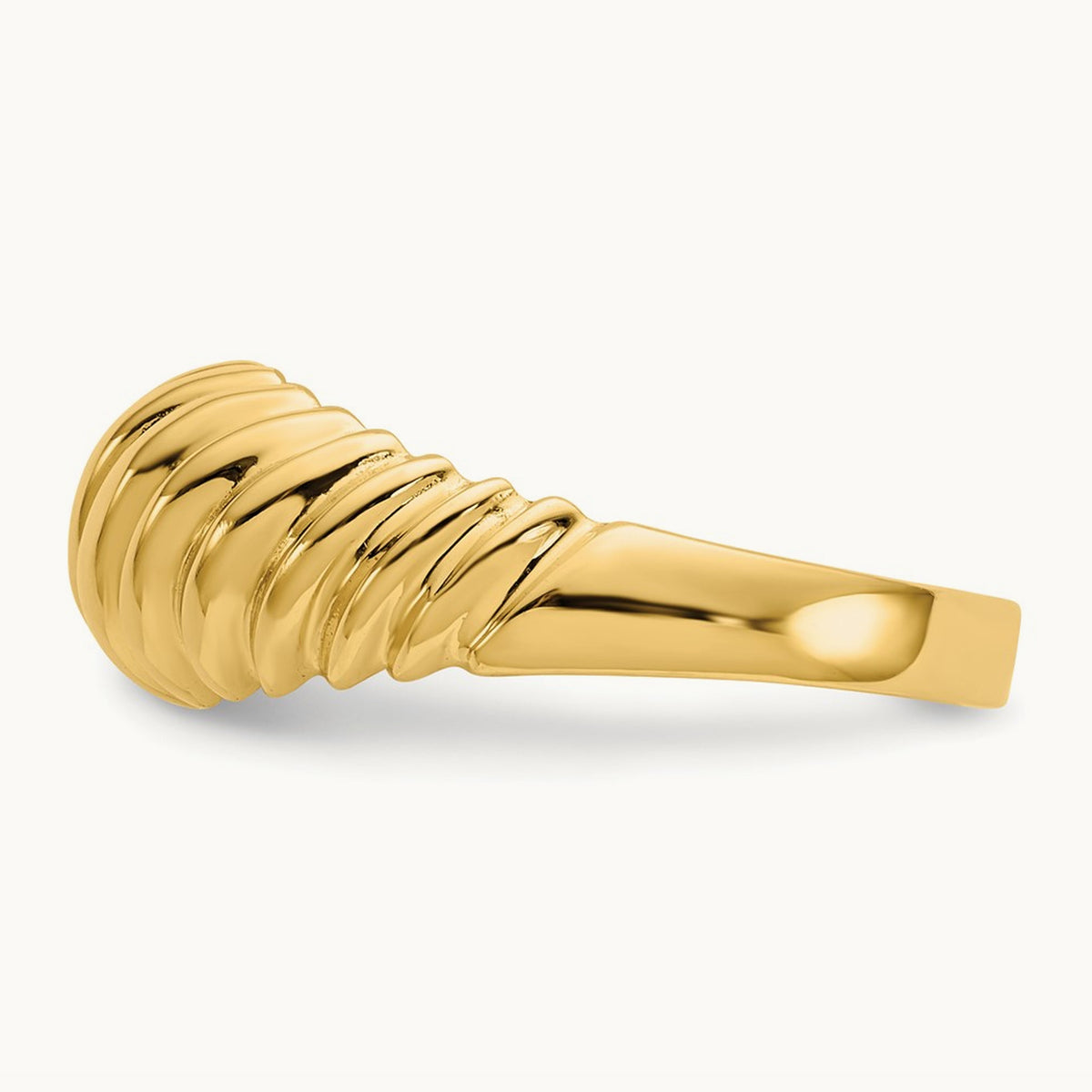 Polished Scalloped Dome Ring, 14K