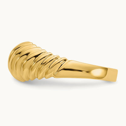 Polished Scalloped Dome Ring, 14K