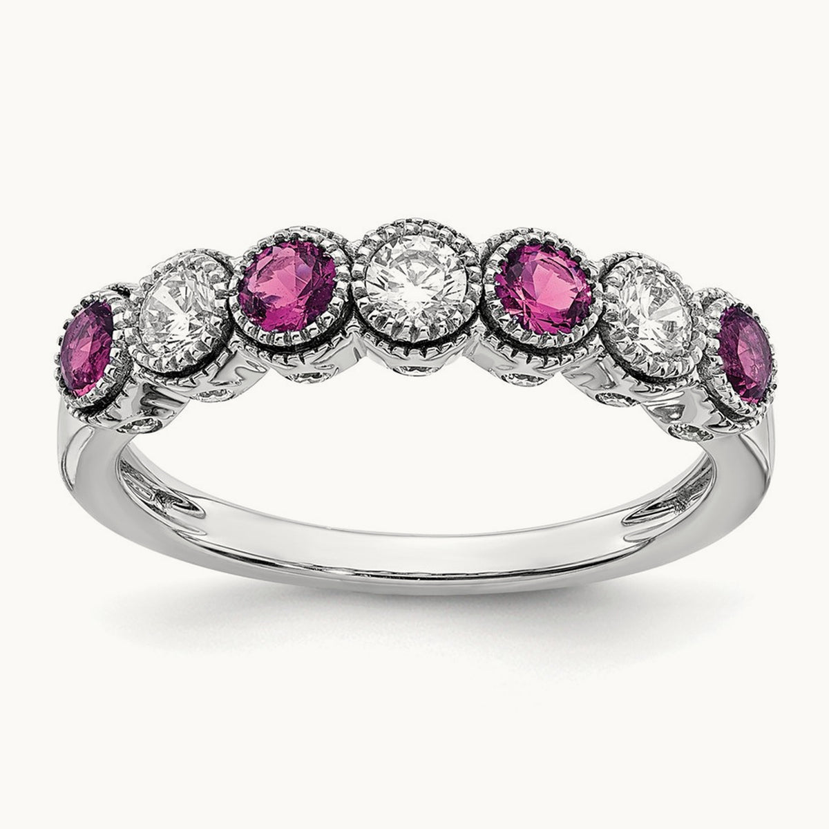 Created Pink Sapphire Ring, 0.50 ct tw Lab-Grown Diamond