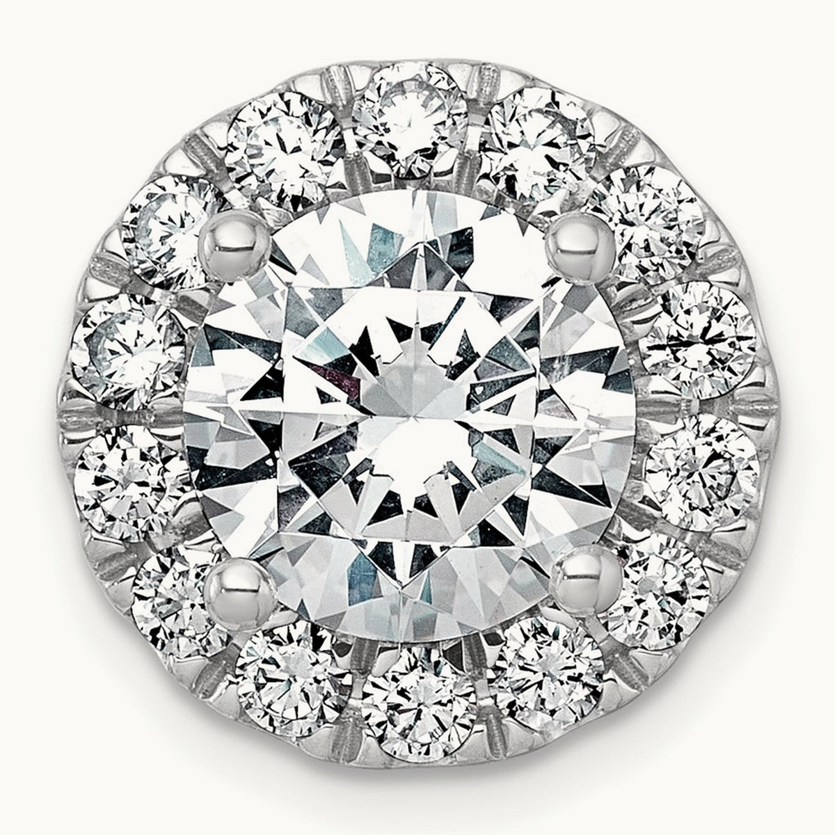 Round Halo Chain Slide Pendant, 0.25-5.00 ct tw Lab-Grown Diamond — 5 ct, 14K White Gold