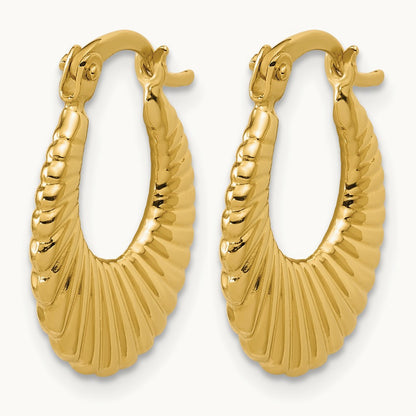 Polished and Grooved Hoop Earrings — Leslie's — 14mm