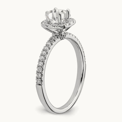 Round Halo Engagement Ring, 0.75-1.00 ct tw Lab-Grown Diamond — 3/4 ct, 14K White Gold