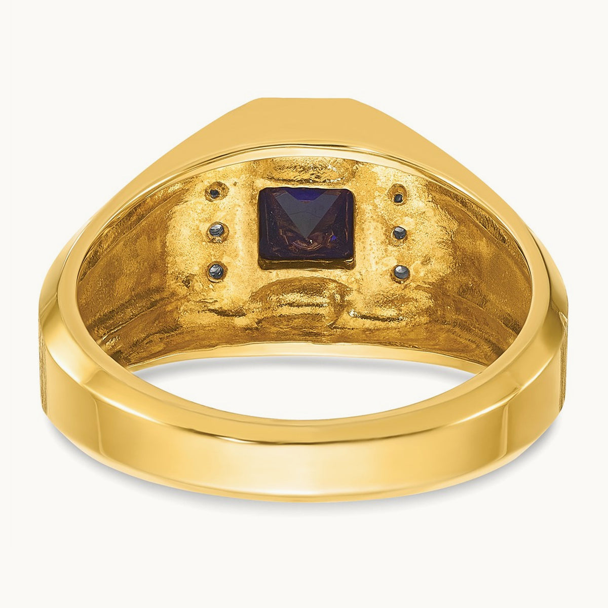 IBGoodman Men's Cr.Sapphire and Diamond Satin Complete Ring, 14K