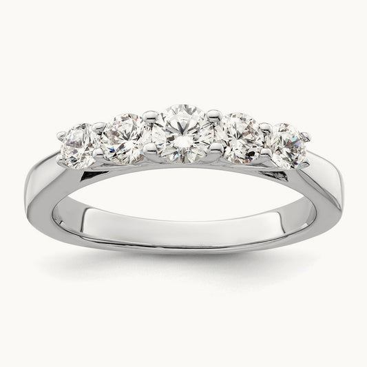 5-Stone Diamond Semi-Mount Band, 14K White Gold