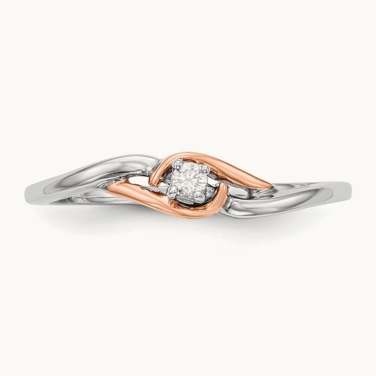 First Promise Comp. Diamond Promise/Eng Ring, 14K White Gold with Rose Gold