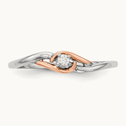 First Promise Comp. Diamond Promise/Eng Ring, 14K White Gold with Rose Gold