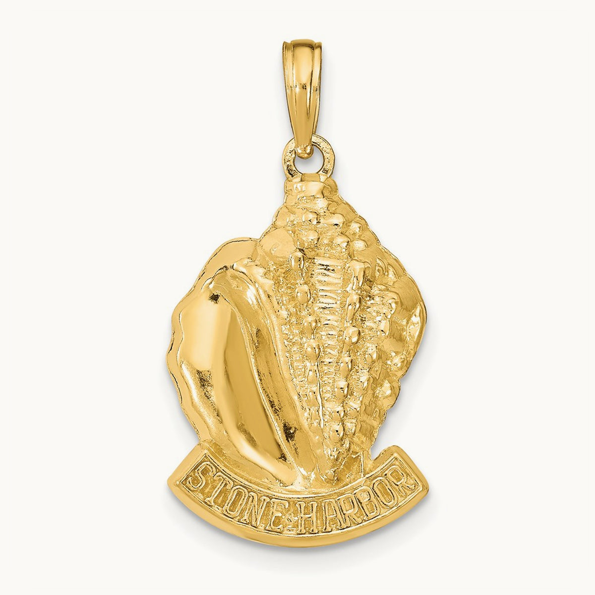 STONE HARBOR, NJ Conch Shell Pendant, 14K