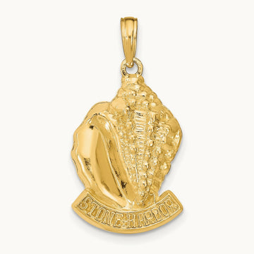 STONE HARBOR, NJ Conch Shell Pendant, 14K