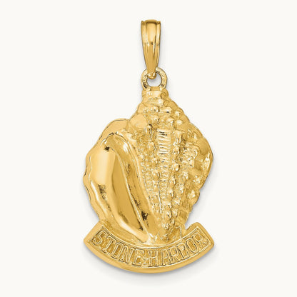STONE HARBOR, NJ Conch Shell Pendant, 14K