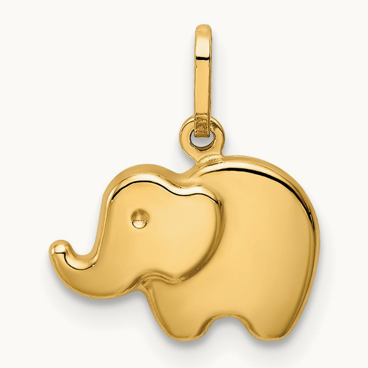 Polished Elephant Charm, 14K