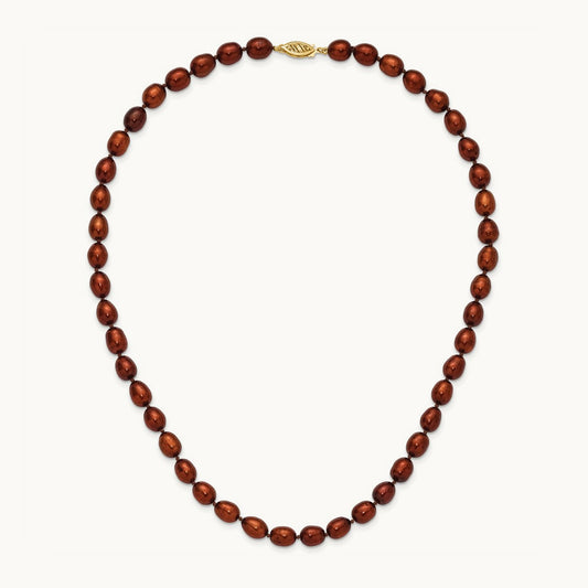 7- Brown Rice Freshwater Cultured Pearl Necklace, 14K