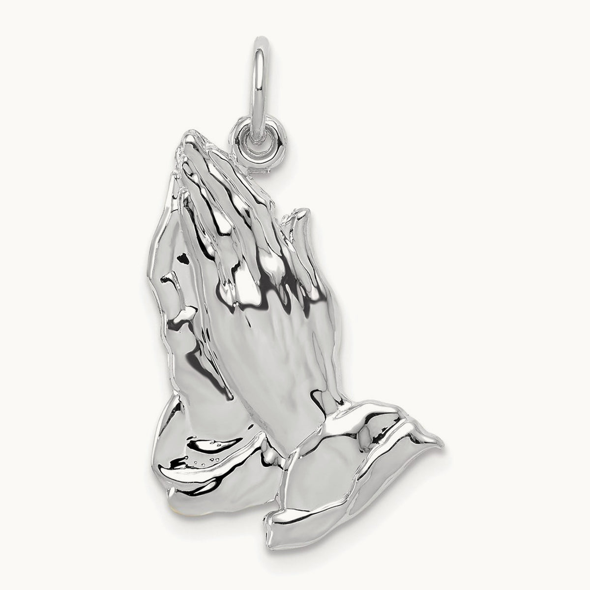 Praying Hands Pendant — 14K White Gold