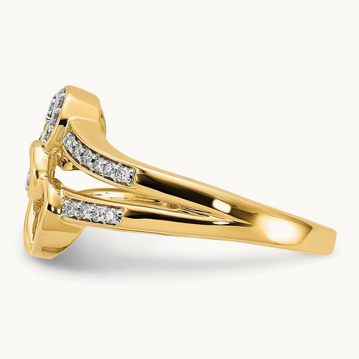 Diamond Hearts Ring — 14K Yellow Gold, 6