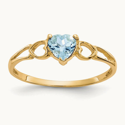 Aquamarine Birthstone Ring, 14K
