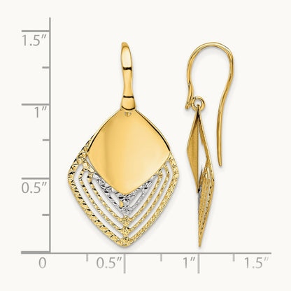 Rhodium Polished Brushed D/C Dangle Earrings, 14K White — Leslie's