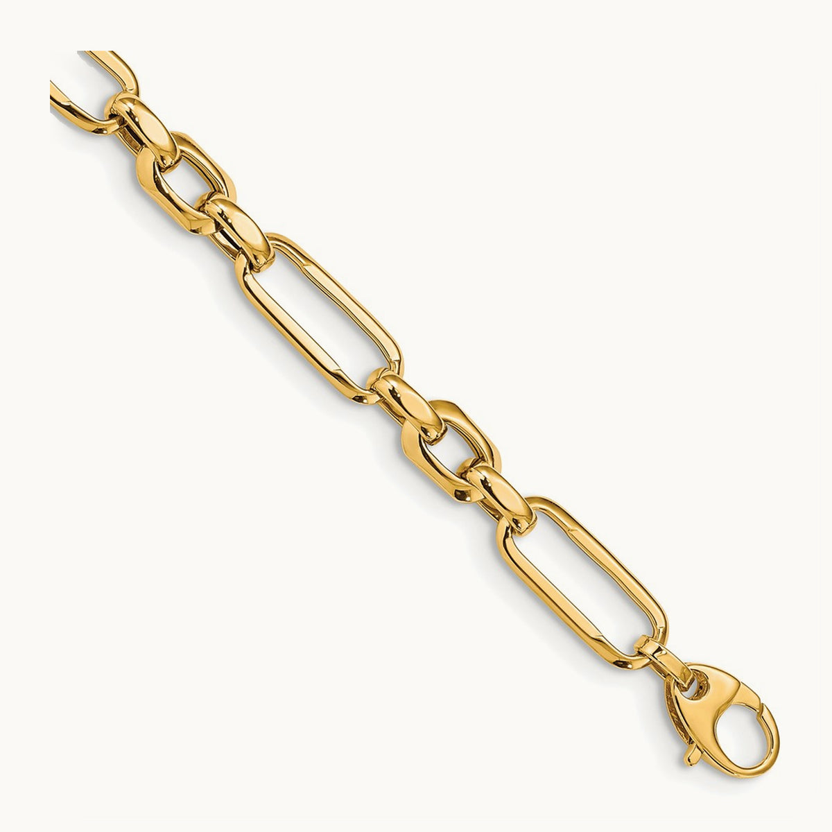 Polished Fancy Link Bracelet, 14K