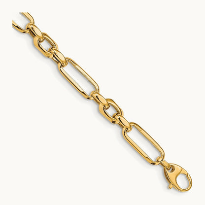 Polished Fancy Link Bracelet, 14K