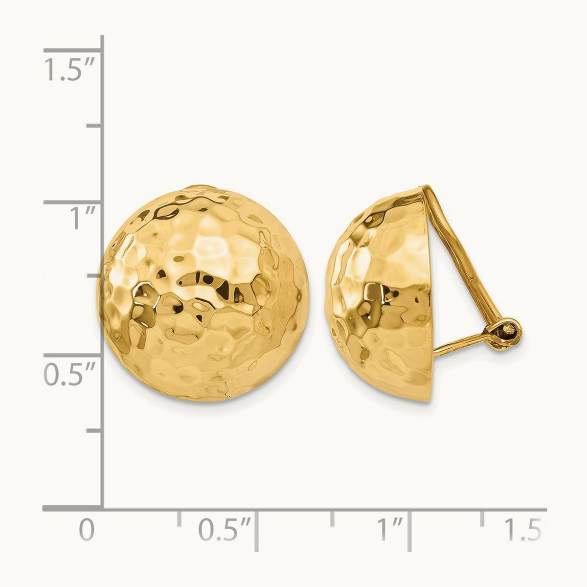 Omega Clip Hammered Non-pierced Earrings — 18mm