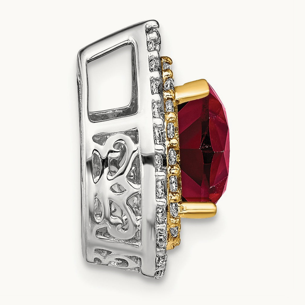 Created Ruby Chain Slide, 0.50 ct tw Lab-Grown Diamond