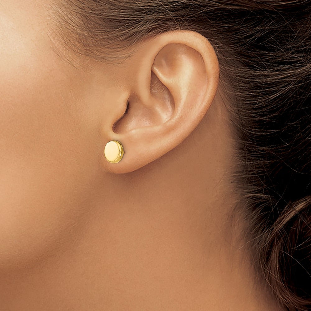 Polished Button Post Earrings — 14K Yellow Gold