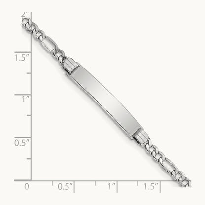 WG Polished Semi-Solid Figaro Link ID Bracelet, 14K