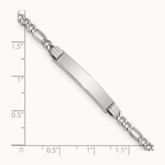 WG Polished Semi-Solid Figaro Link ID Bracelet, 14K