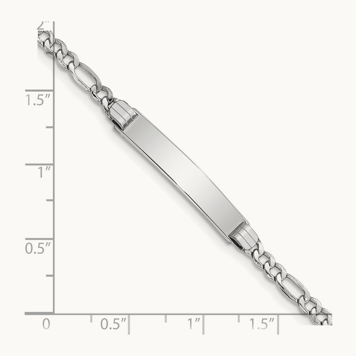 WG Polished Semi-Solid Figaro Link ID Bracelet, 14K