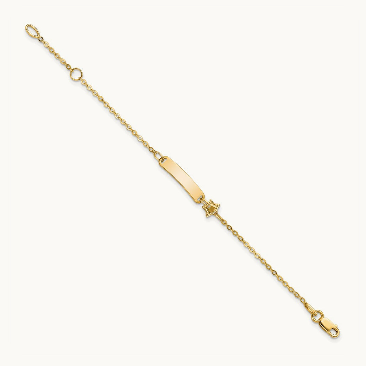 Polished ID with Star Childrens Bracelet, 14K