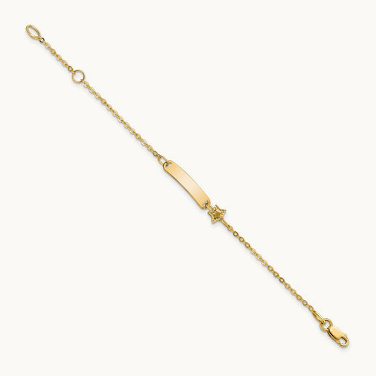 Polished ID with Star Childrens Bracelet, 14K