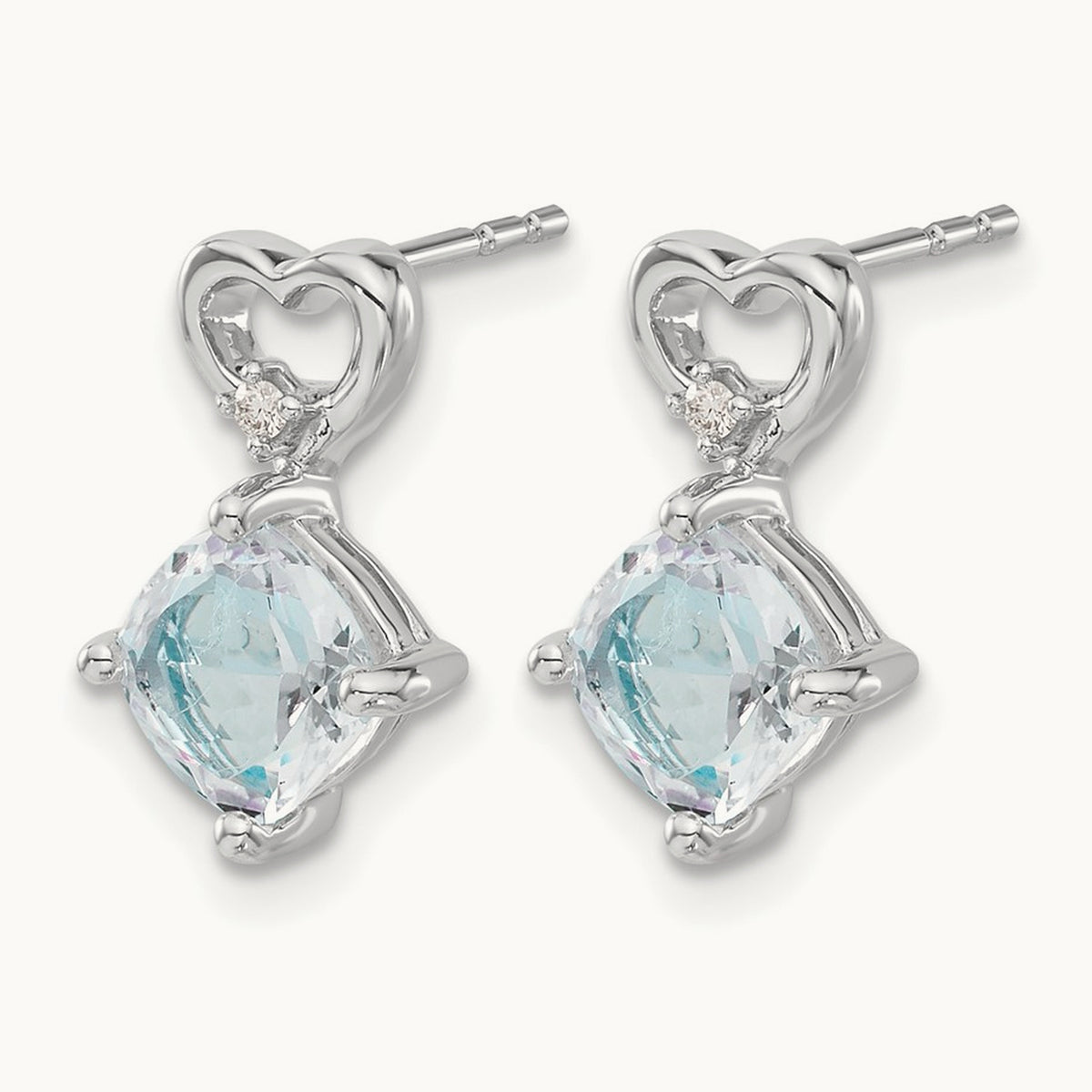 Aquamarine and Diamond Heart Earrings — photo set