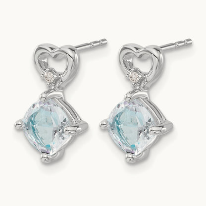 Aquamarine and Diamond Heart Earrings — photo set