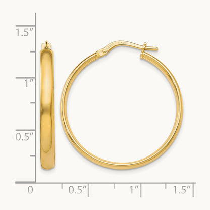 Polished Hoop Earrings, 10K Gold — Leslie's