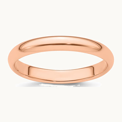 14K Rose Gold 3mm Half-Round Wedding Band