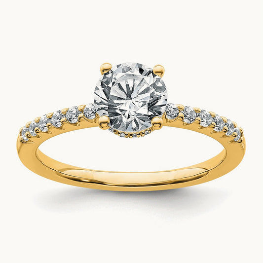 Round Engagement Ring, 1.25-2.75 ct tw Lab-Grown Diamond — 1 1/4 ct, 14K Yellow Gold